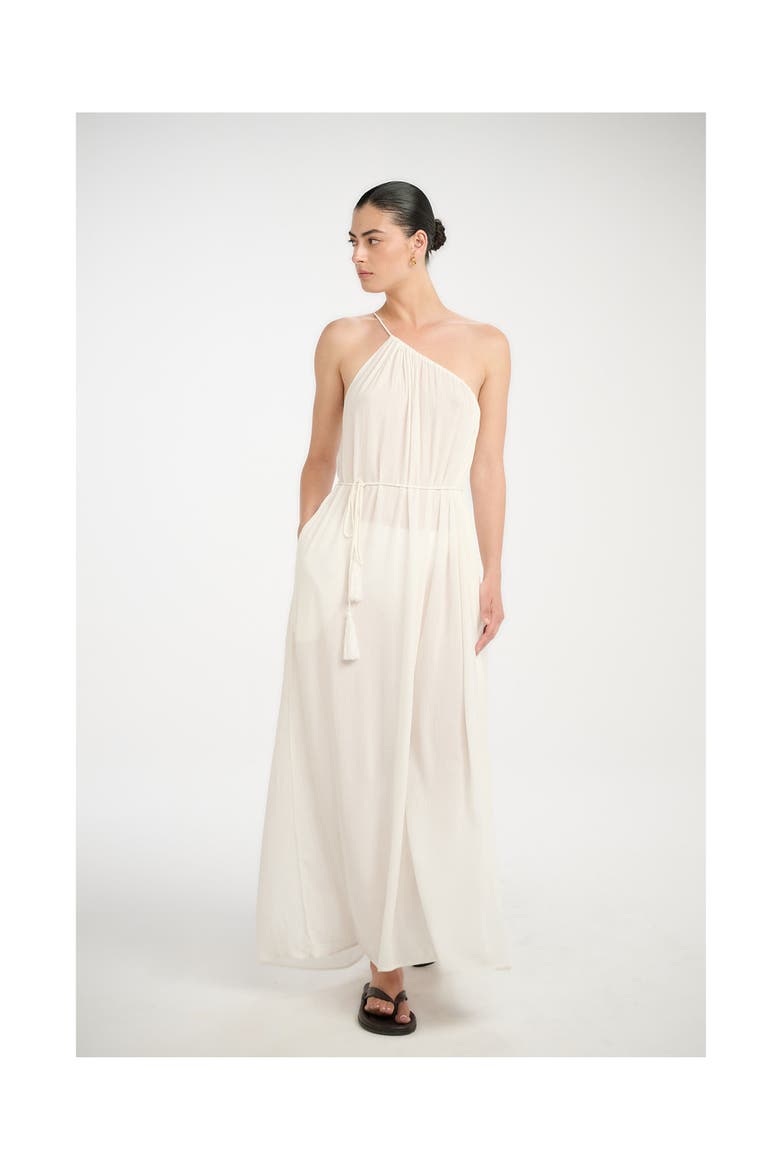 Resort One Shoulder Maxi Dress Cover-Up, Alternate, color, White