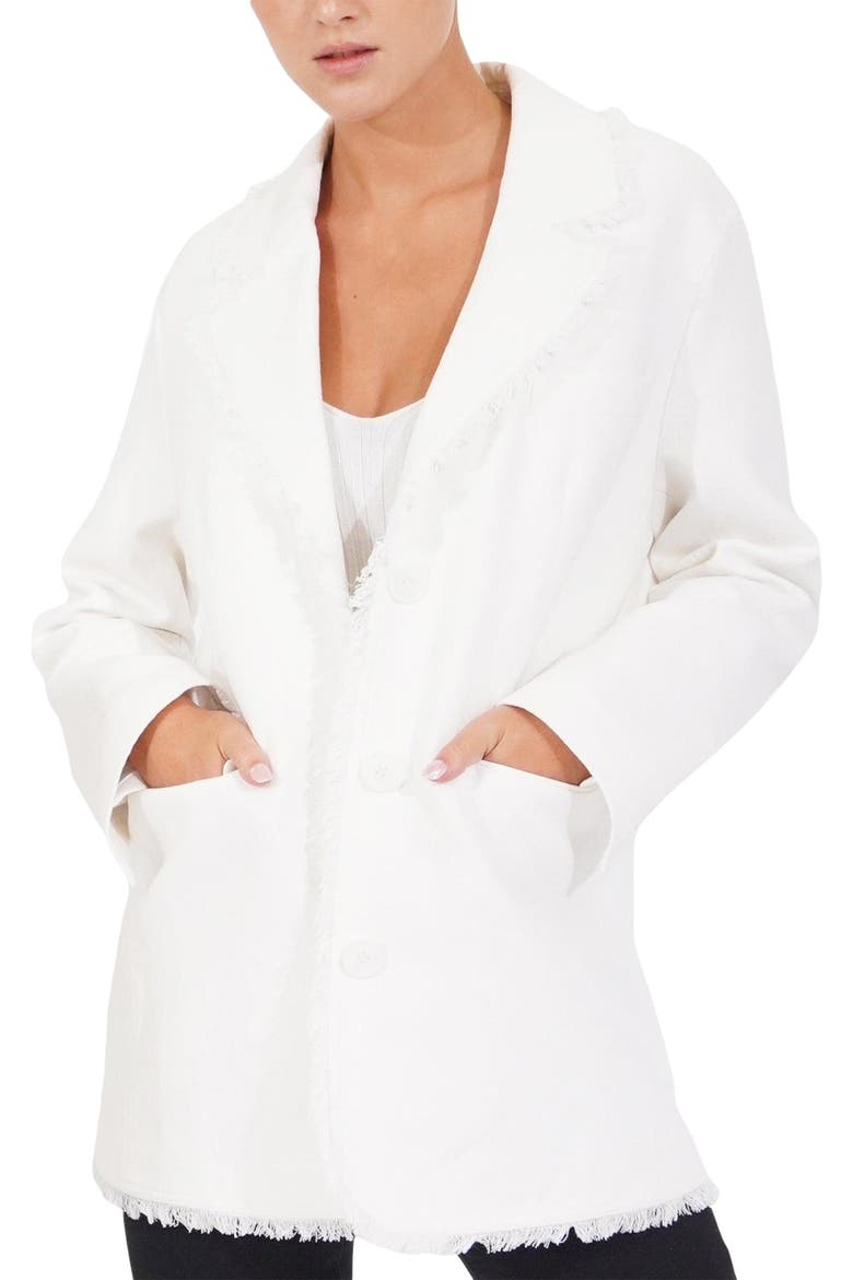 Young Blood Frayed Edge Blazer, Alternate, color, Cream