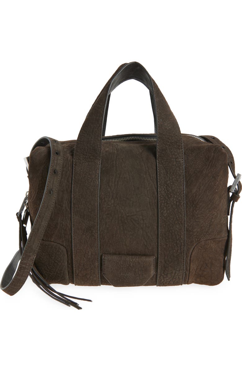 AllSaints Medium Ares Grain Leather Crossbody Bag, Main, color, Catrame Brown