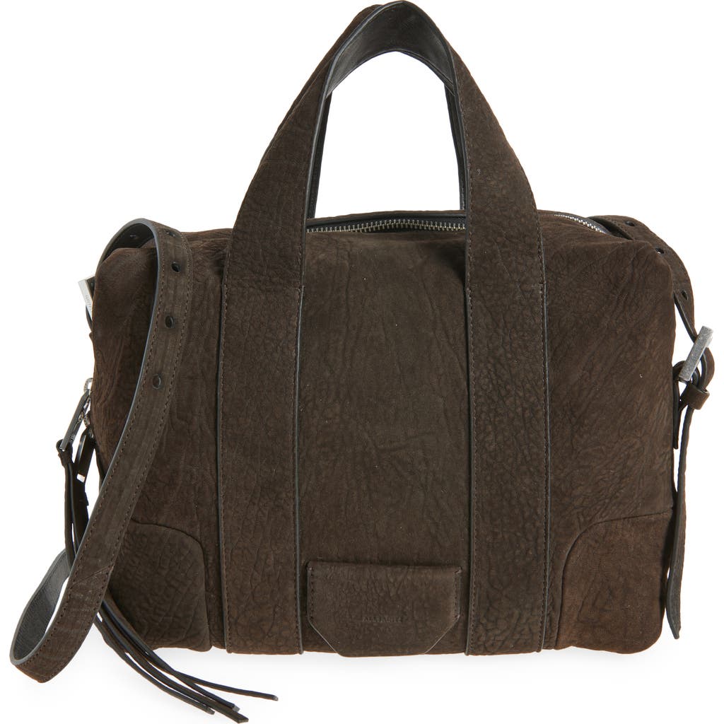 Allsaints Medium Ares Grain Leather Crossbody Bag In Green