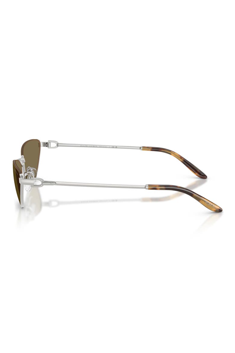 57mm Cat Eye Sunglasses, Alternate, color, SHINY SILVER / LIGHT BROWN