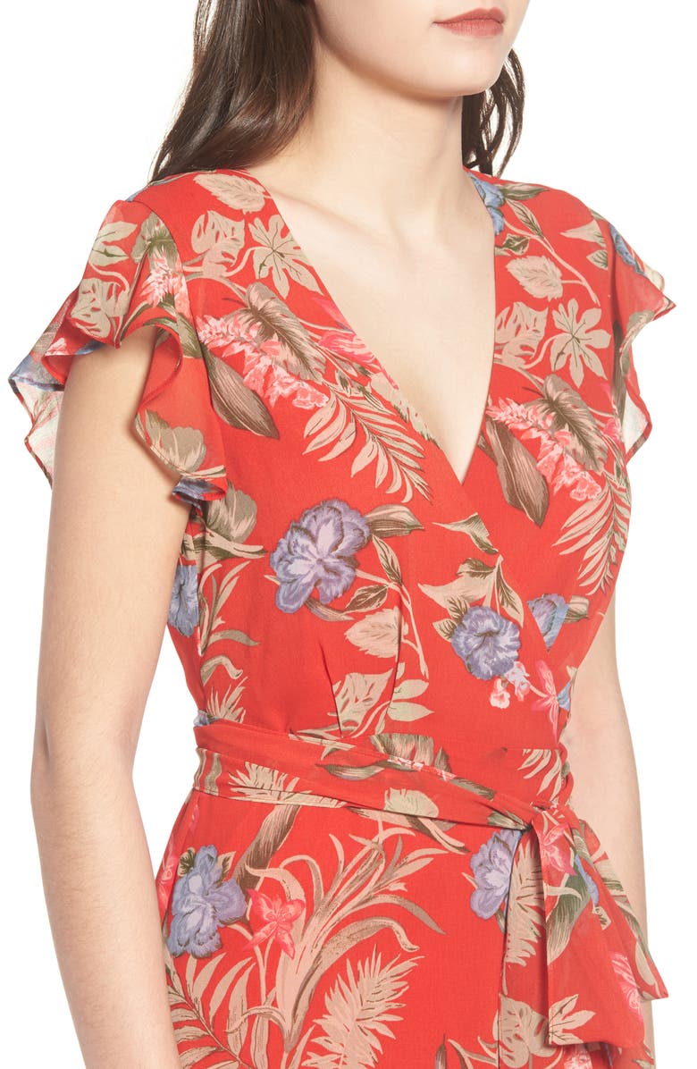 WAYF Clara Ruffle Wrap Dress, Alternate, color, 