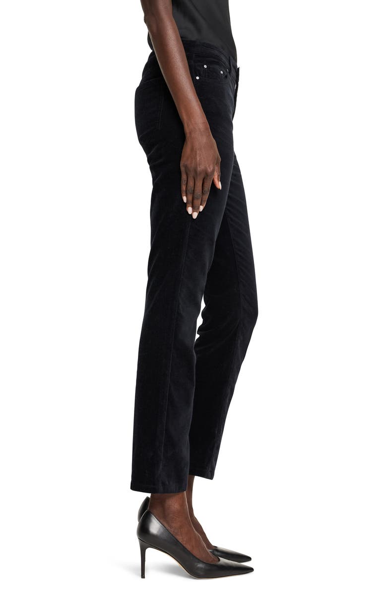 NIC+ZOE High Waist Stretch Velveteen Straight Leg Ankle Pants, Alternate, color, Black Onyx