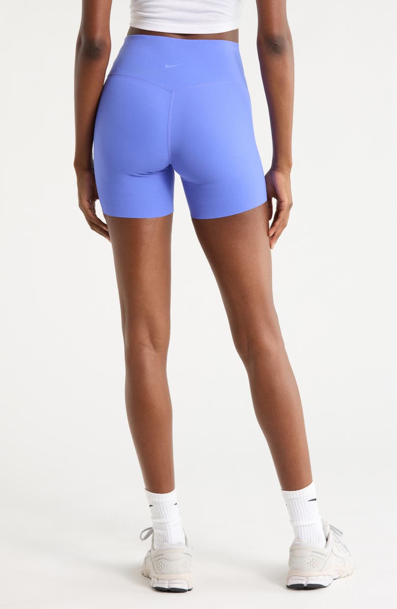 Nike Zenvy Gentle Support High Waist Biker Shorts, Alternate, color, Sapphire/ White