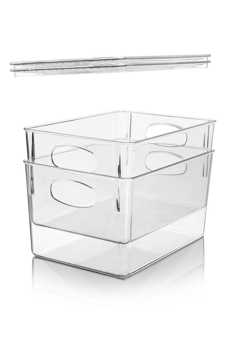SORBUS Clear Storage Bin With Lid - Set of 2, Alternate, color, Clear