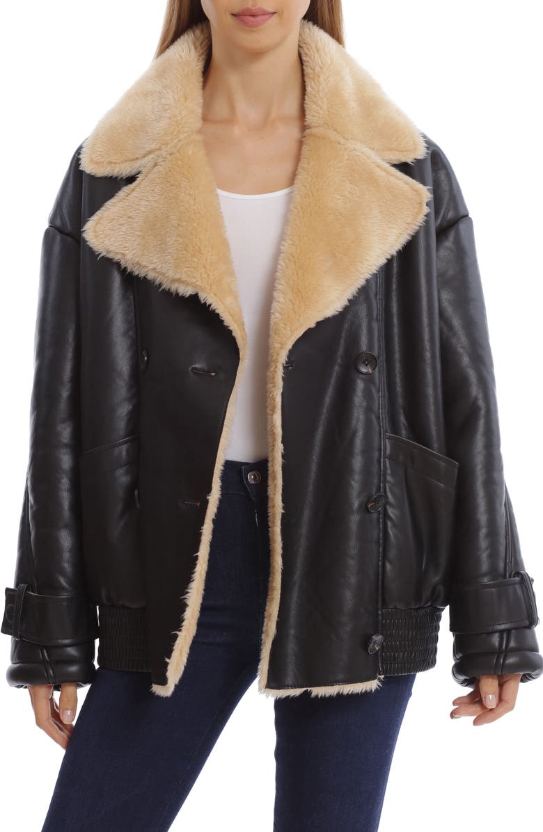 Avec Les Filles Oversize Faux Shearling Aviator Jacket, Main, color, 