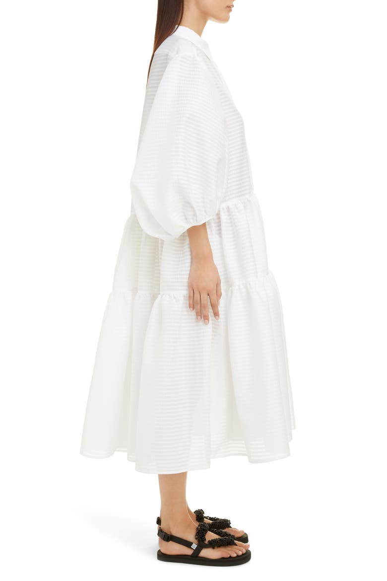 Amy Tiered Midi Shirtdress, Alternate, color, WHITE