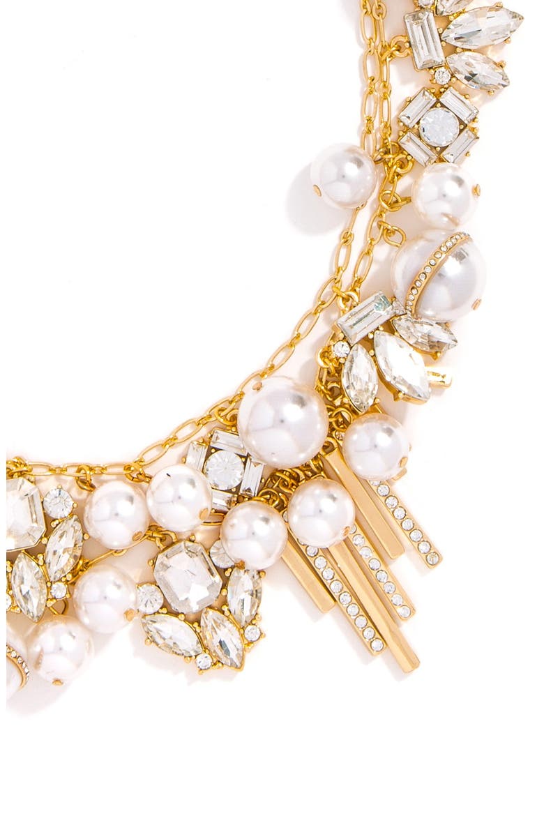 'Faux Pearl Shower' Bib Necklace, Alternate, color, CLEAR/ GOLD
