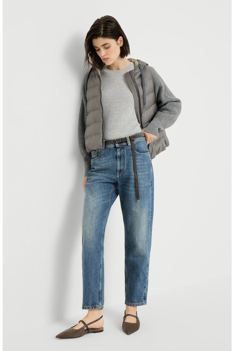 Authentic denim baggy tapered trousers, Alternate, color, Denim