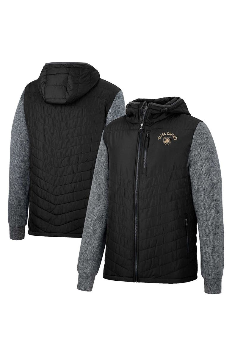 COLOSSEUM Men's Colosseum Black/Charcoal Army Black Knights Course Herringbone Full-Zip Hoodie, Alternate, color,