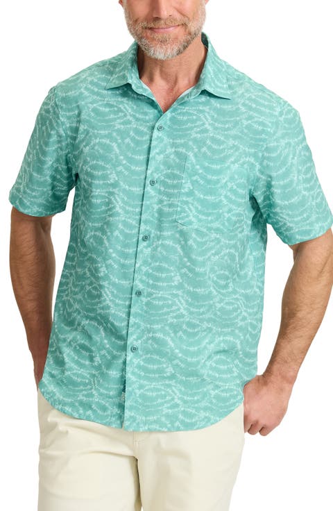 Bahama Coast Tidal Mist IslandZone® Short Sleeve Button-Up Shirt
