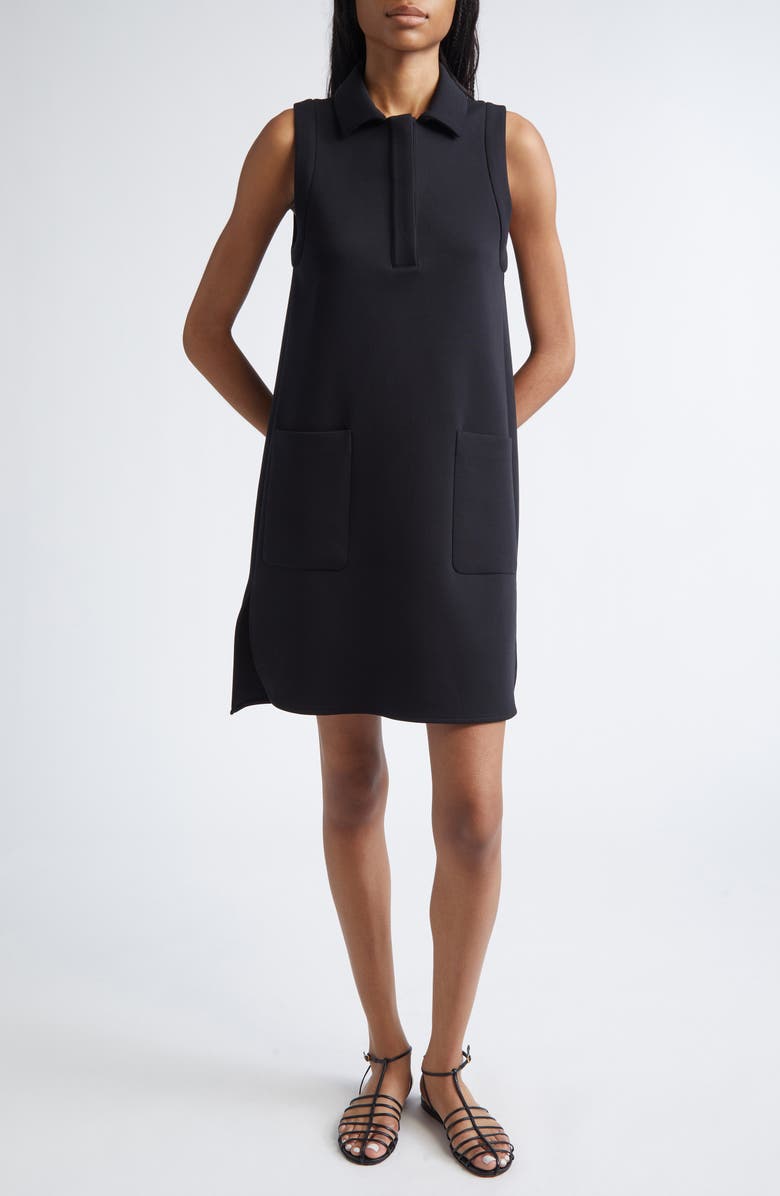 Max Mara Saggina Double Face Jersey Polo Dress, Main, color, Black