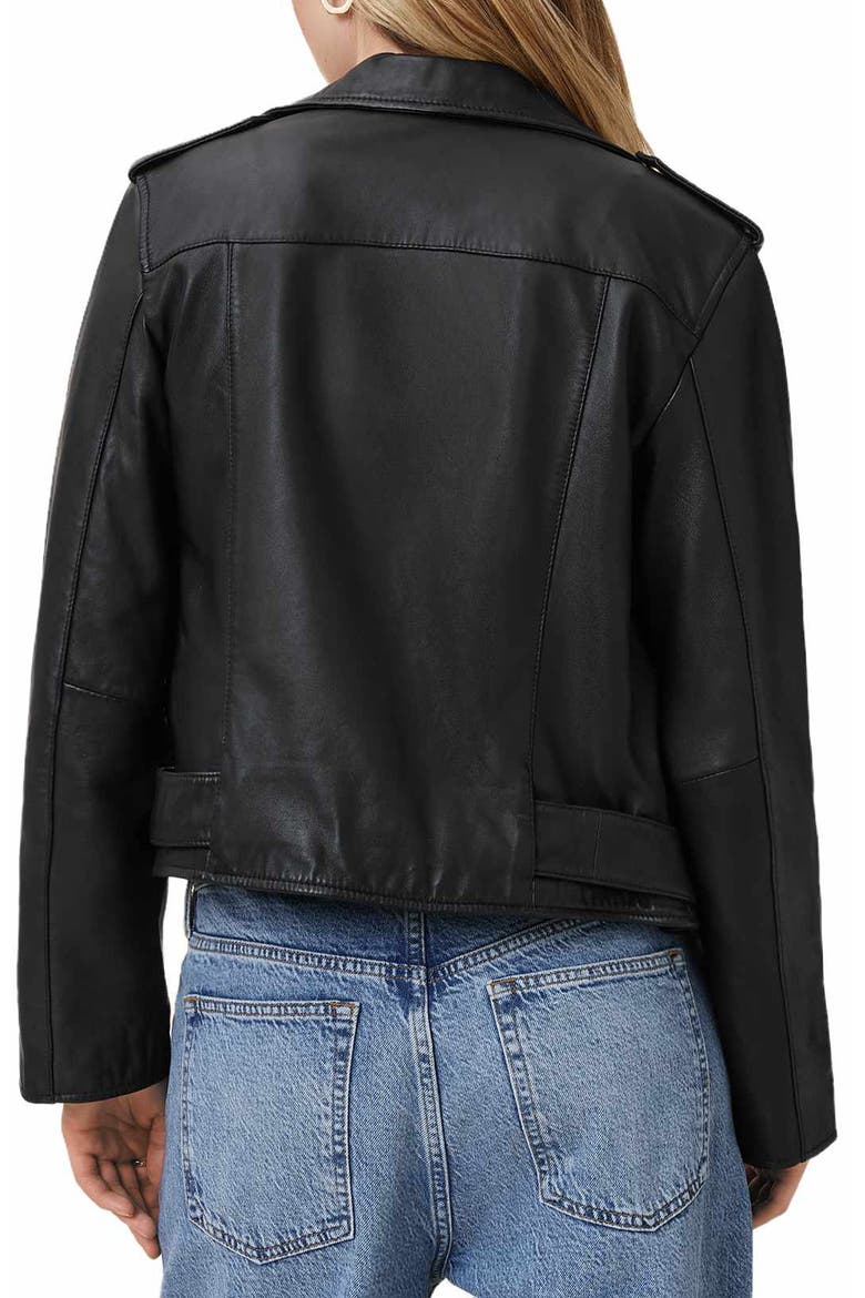 Balfern Leather Biker Jacket, Alternate, color, BLACK/ GOLD