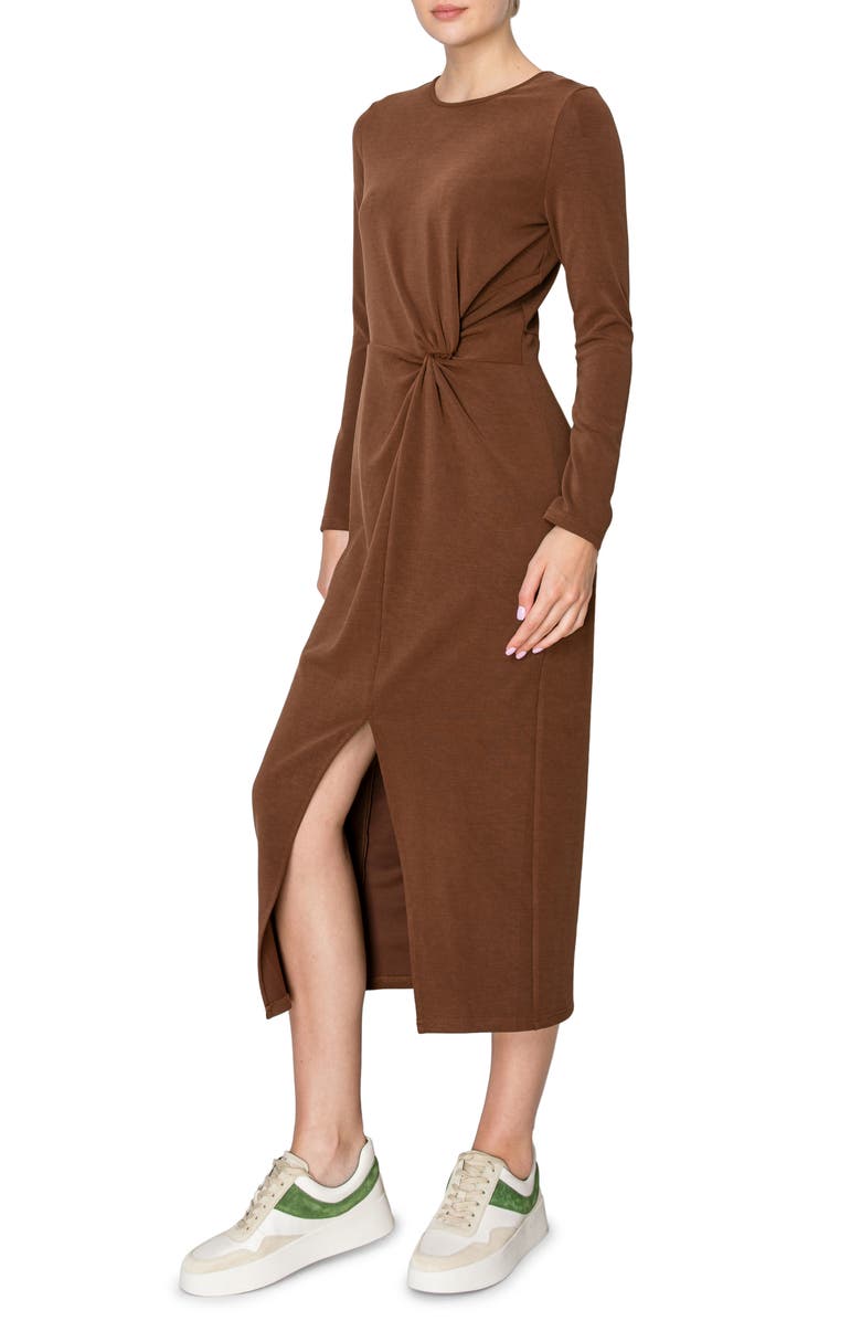MELLODAY Side Twist Long Sleeve Knit Dress, Alternate, color,