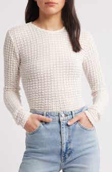 FRAME Textured Long Sleeve Knit Top
