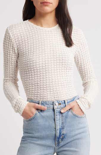 FRAME Textured Long Sleeve Knit Top