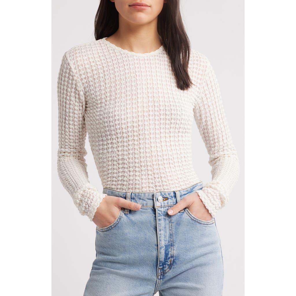 Frame Womens The Popcorn Textured Stretch-cotton Blend Top Alabaster In Alabaster