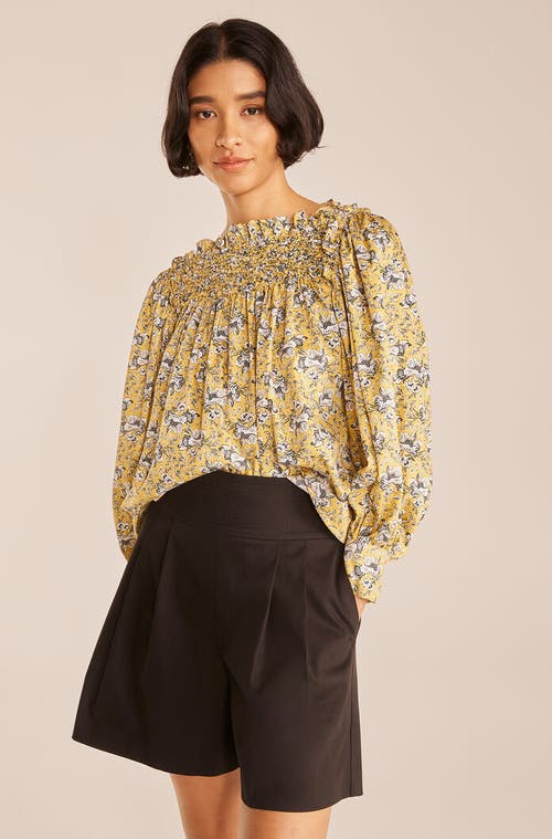 REBECCA TAYLOR REBECCA TAYLOR INTAGLIO ROSE SMOCKED BLOUSE