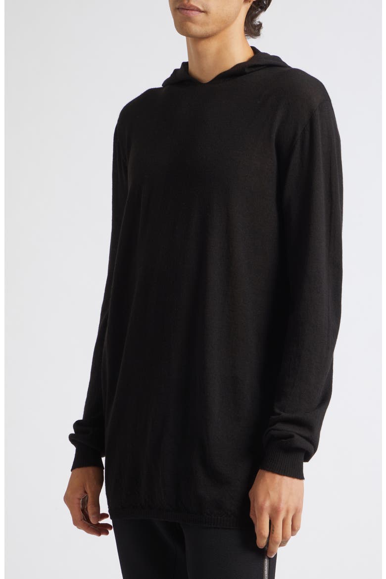 Oversize Hooded Wool Sweater, Alternate, color, BLACK
