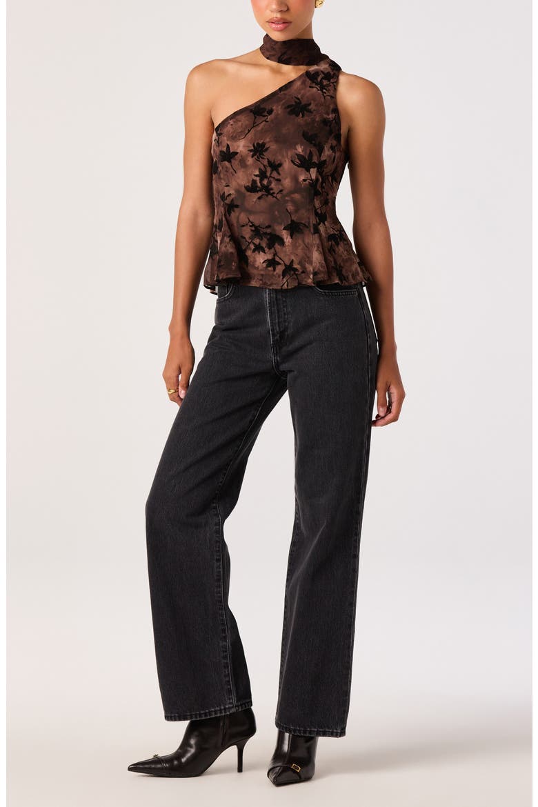 Ilde One-Shoulder Mock Neck Top, Alternate, color, TAUPE FLORAL