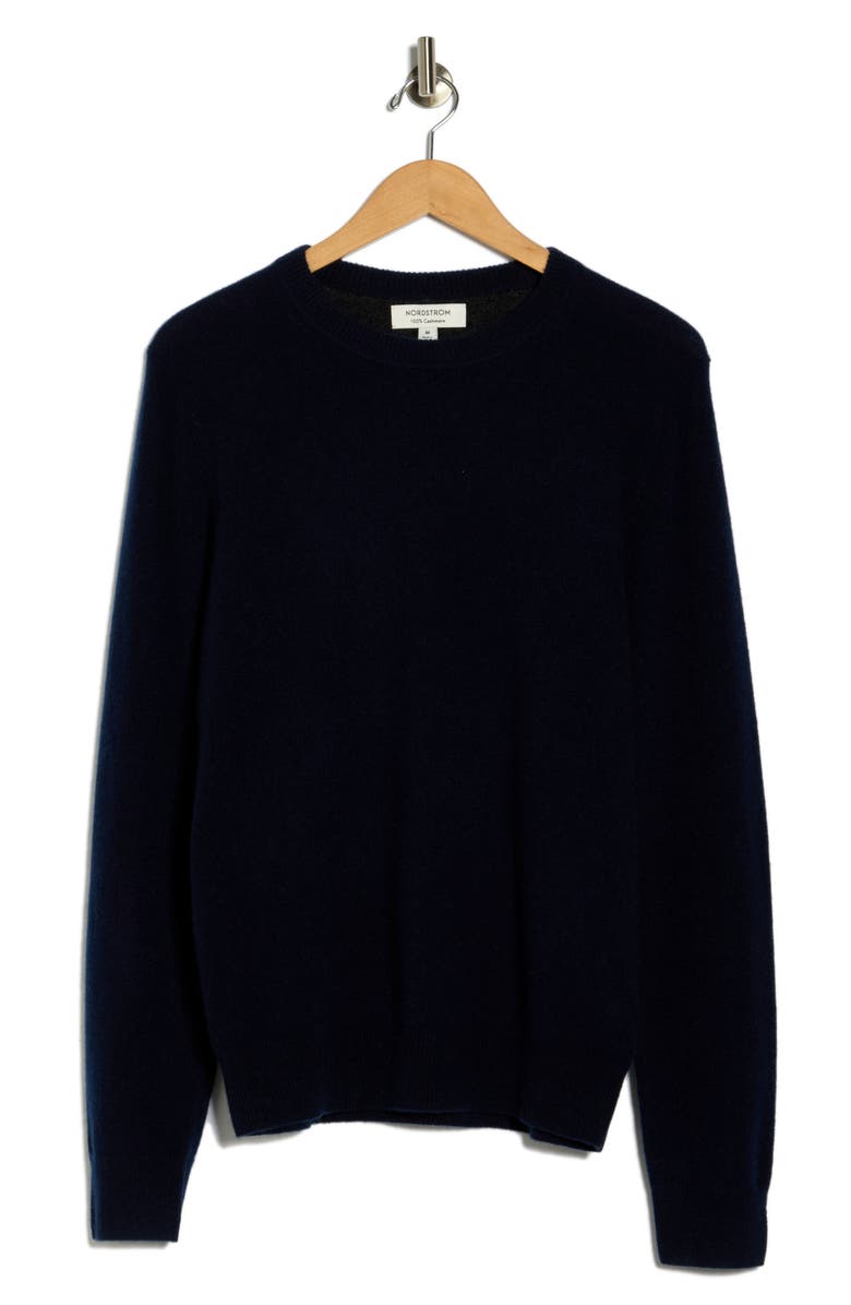 Nordstrom Cashmere Crewneck Sweater, Alternate, color, Navy Night