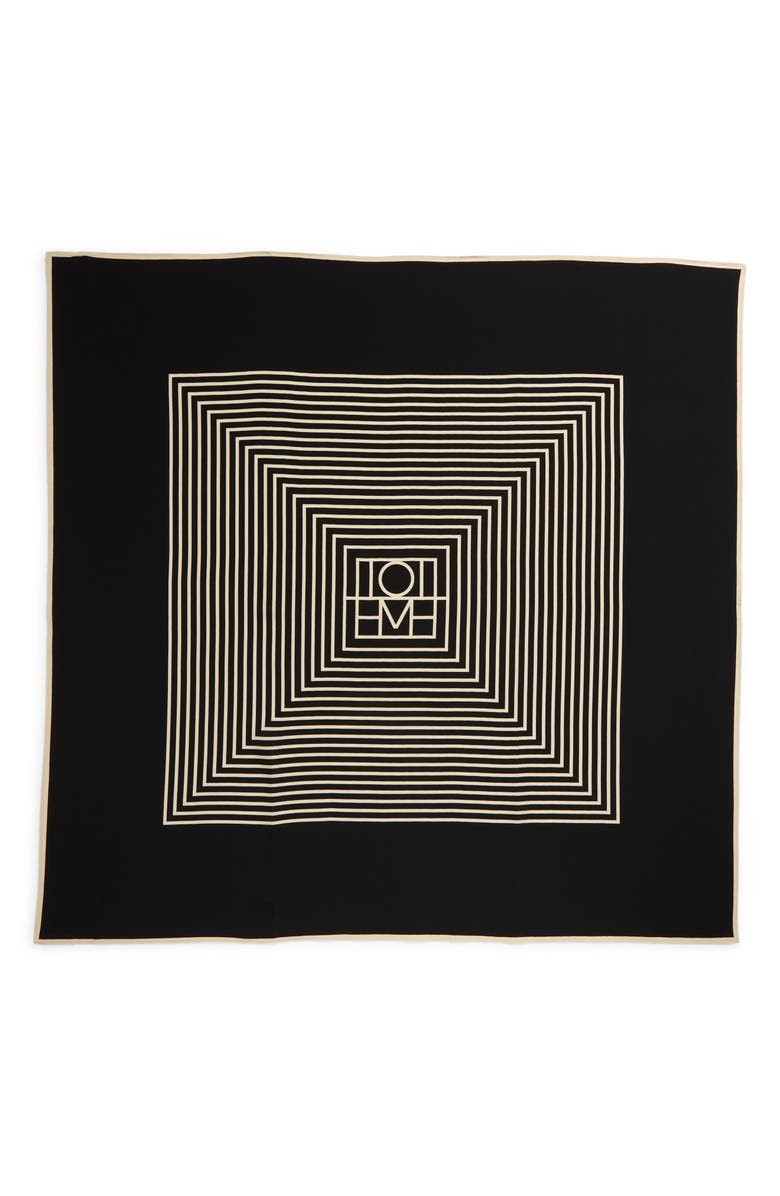 TOTEME Monogram Silk Scarf, Main, color, Black Monogram