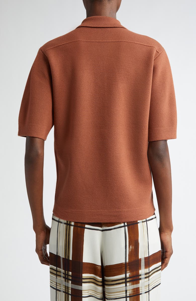 Dries Van Noten Toamsa Merino Wool Polo Sweater, Alternate, color, Light Rust
