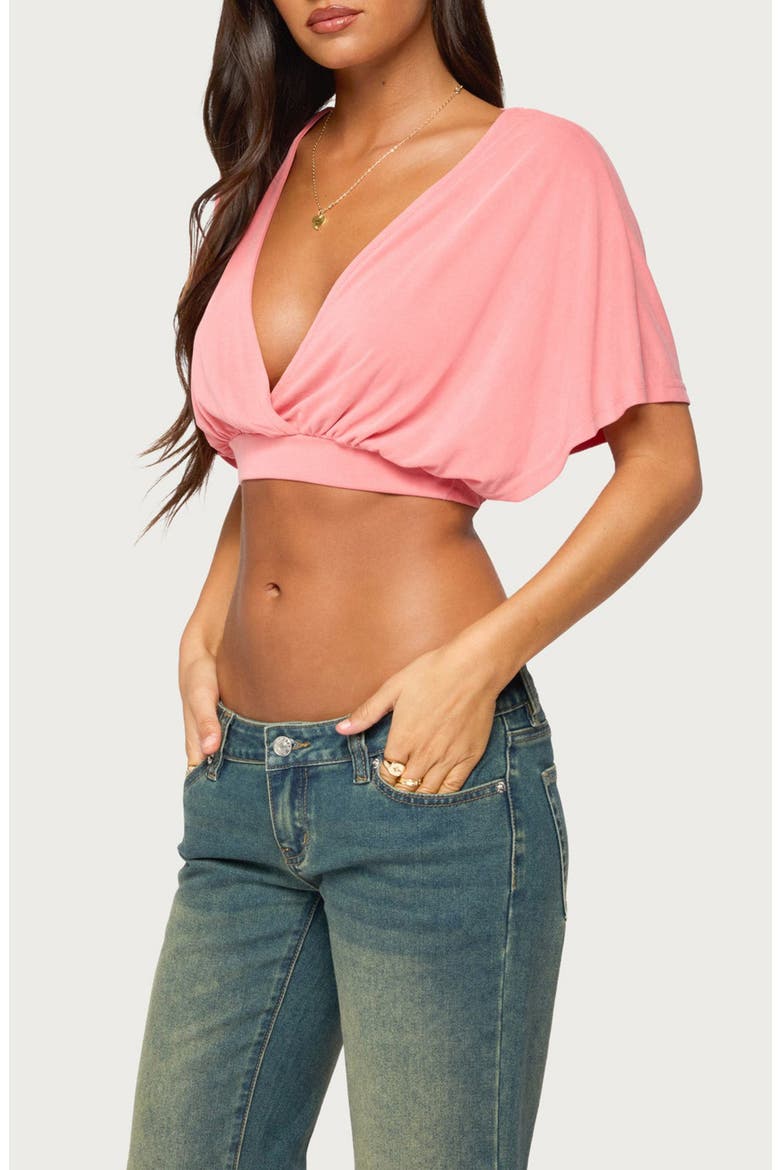 Candela V-Neck Crop Top, Alternate, color, CORAL