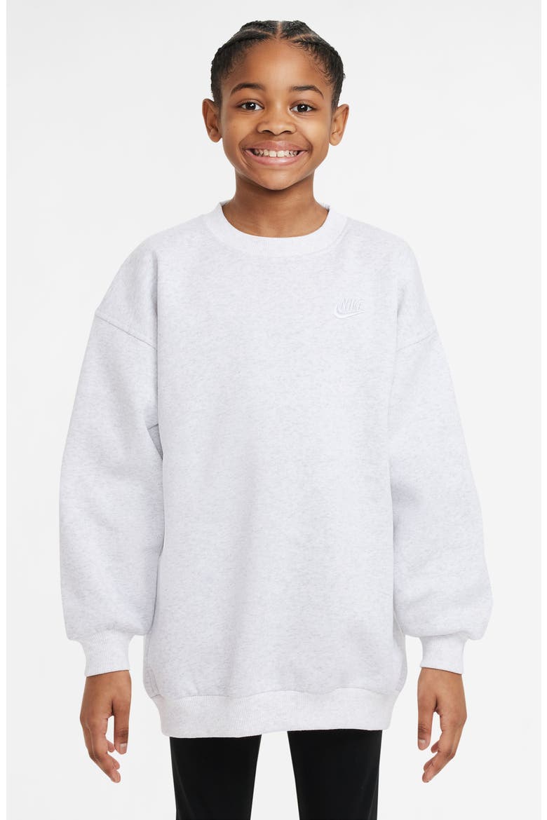 Kids' Sportswear Club Fleece Sweatshirt, Main, color, BIRCH HEATHER/ WHITE