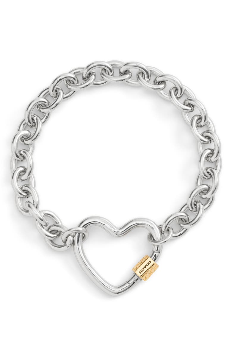 COACH Carabiner Heart Flex Bracelet, Main, color, 