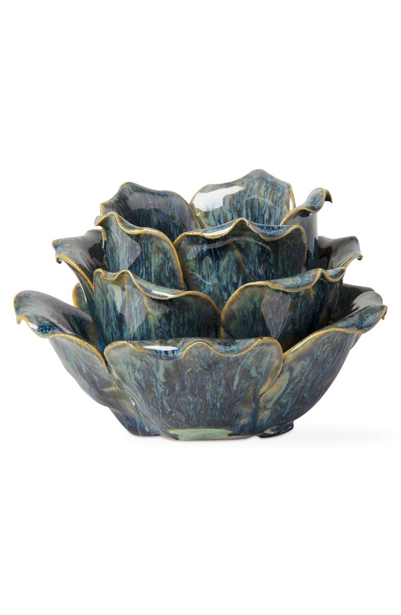 tag Blue Flower Stoneware Votive Candle Holder Home Decor, Main, color, Blue