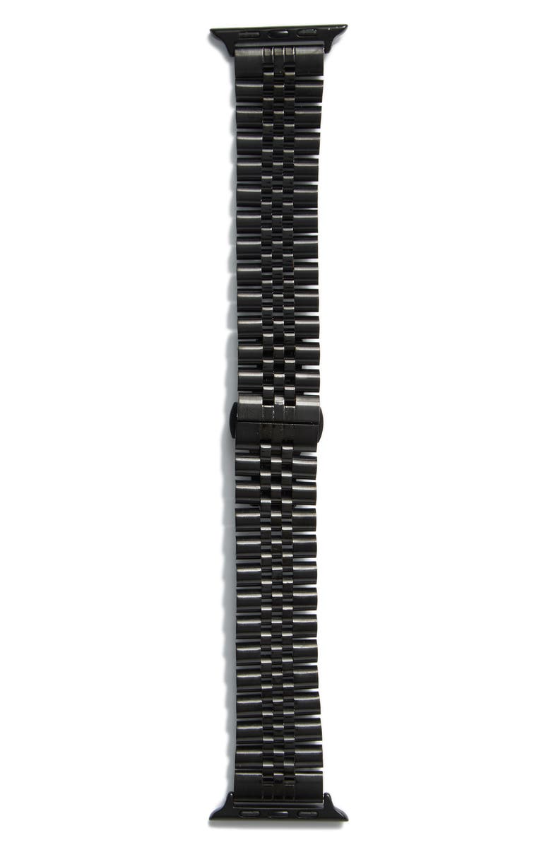 NORDSTROM RACK Stainless Steel Bracelet Apple Watch<sup>®</sup> Watchband, Alternate, color, Black- Stainless