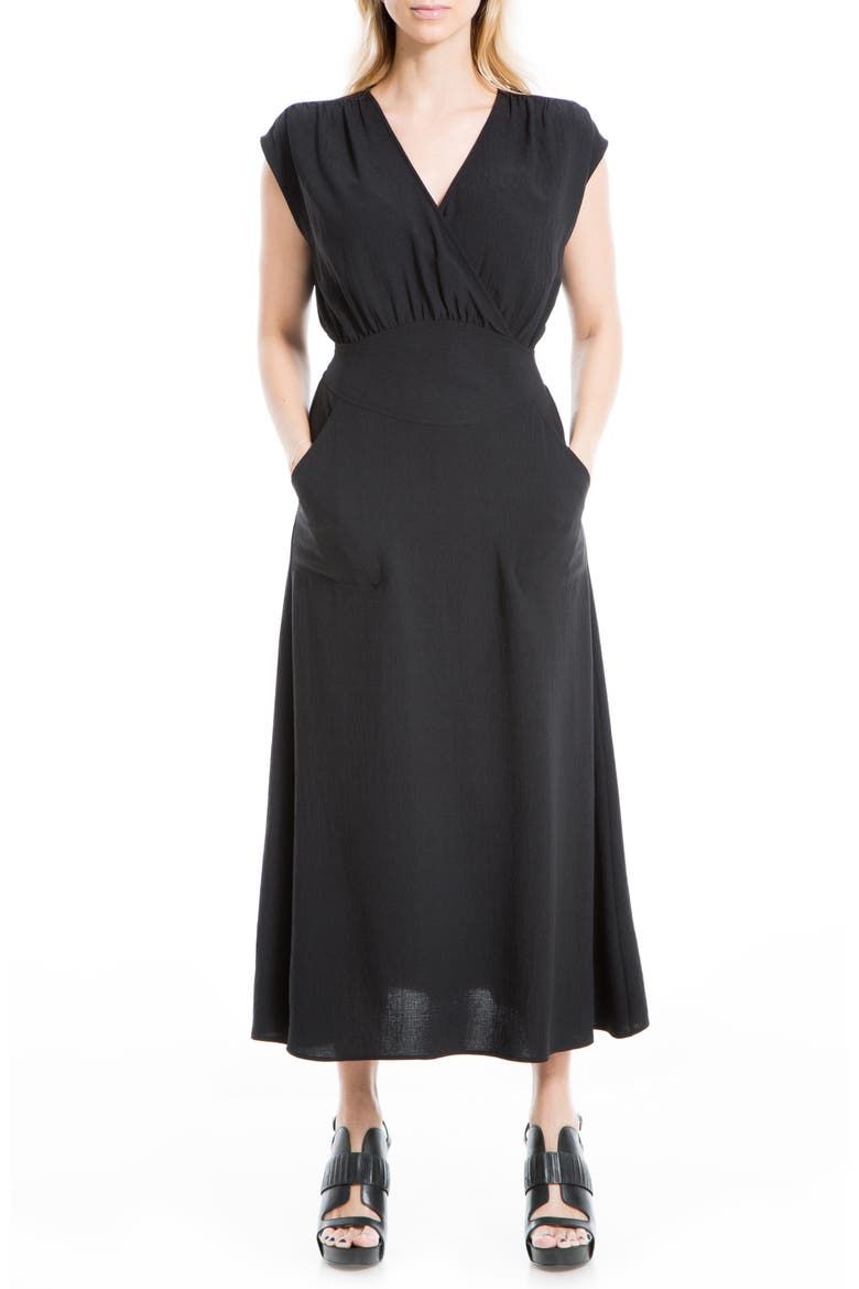 Cap Sleeve Pocket Midi Dress, Main, color, BLACK18-BLACK-WW-25118