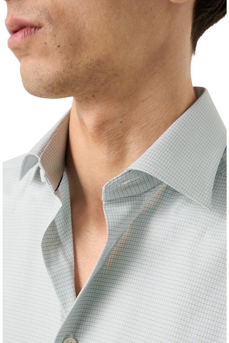 Slim Fit Check Cotton Dress Shirt, Alternate, color, LIGHT GREEN