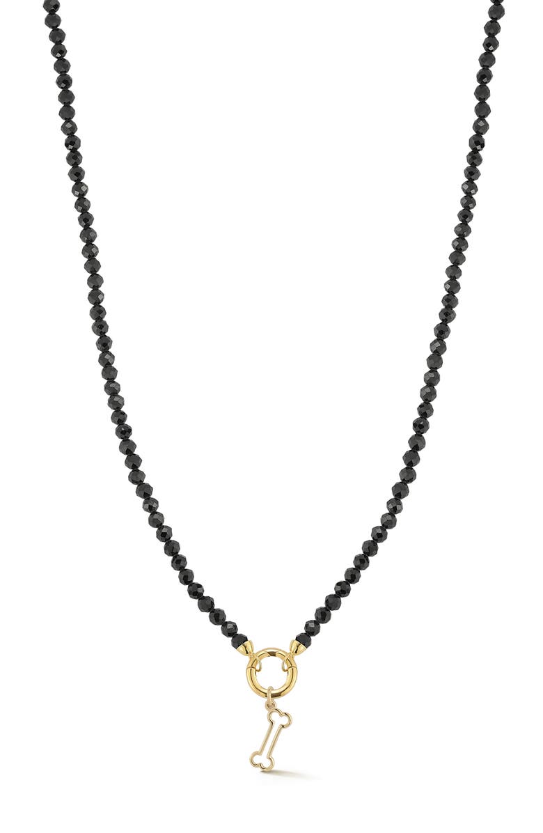 Ember Fine Jewelry 14K Gold Freshwater Pearl Bone Pendant Necklace, Main, color, Gold/Onyx