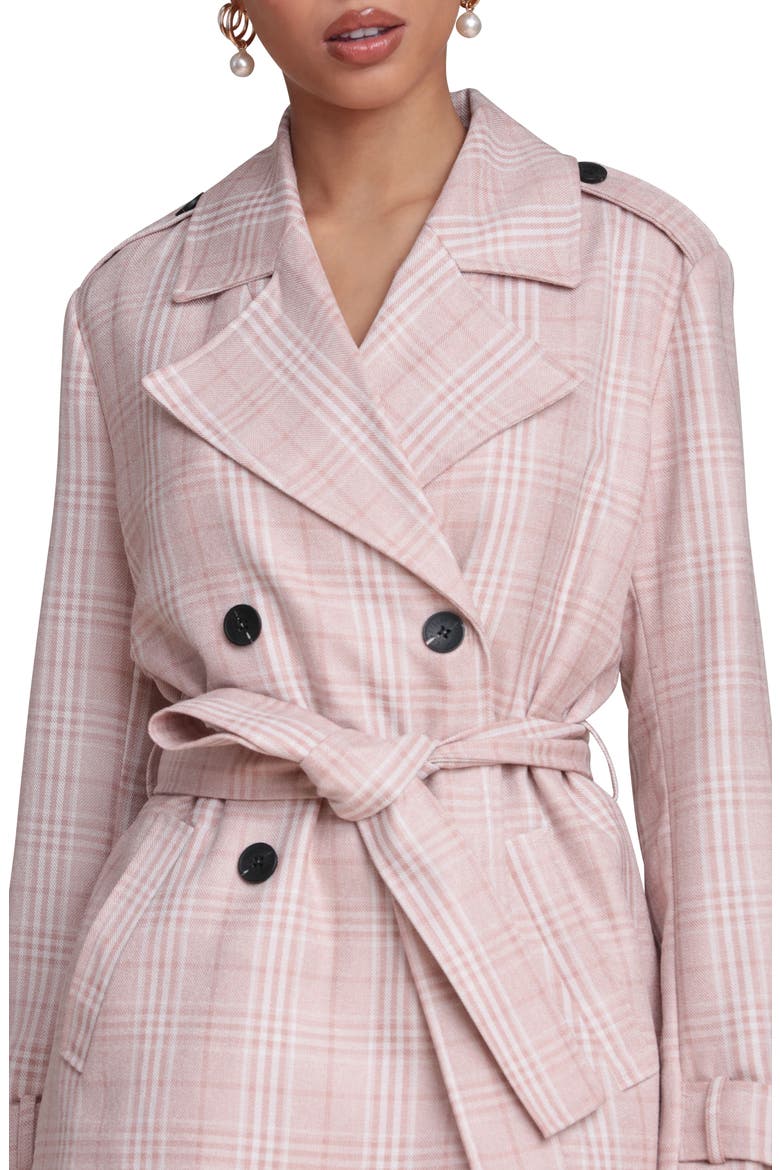 Plaid Double Breasted Trench Coat, Alternate, color, BLUSH PLAID