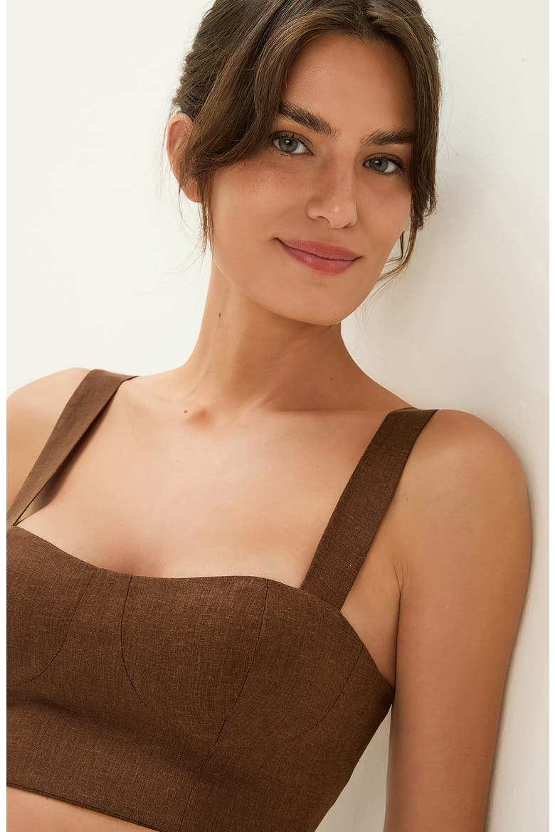 Valleta Linen Blend Cover-Up Top, Alternate, color, BROWN