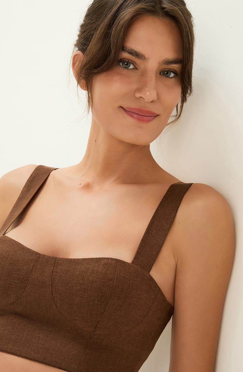 ViX Paula Hermanny Valleta Linen Blend Cover-Up Top, Alternate, color, Brown