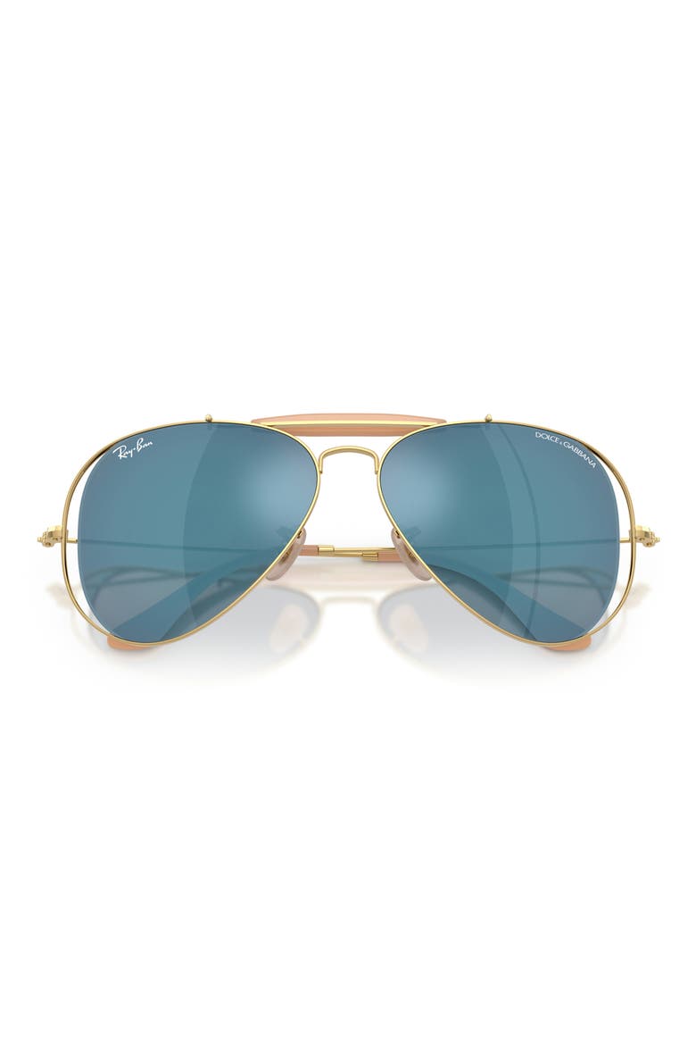 Outdoorsman 53mm Mirrored Pilot Sunglasses, Alternate, color, ARISTA / DARK BLUE MIRROR BLUE