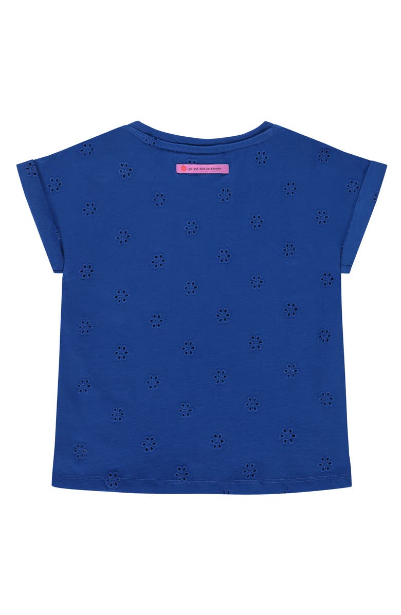 Stains and Stories by Babyface Allover Flower Eyelet Cap Sleeve Top, Alternate, color, Cobalt