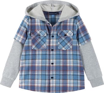 Kids' Layered Look Plaid Hoodie