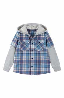 Andy & Evan Kids' Layered Look Plaid Hoodie