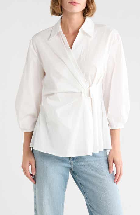 Draped D-Ring Faux Wrap Top