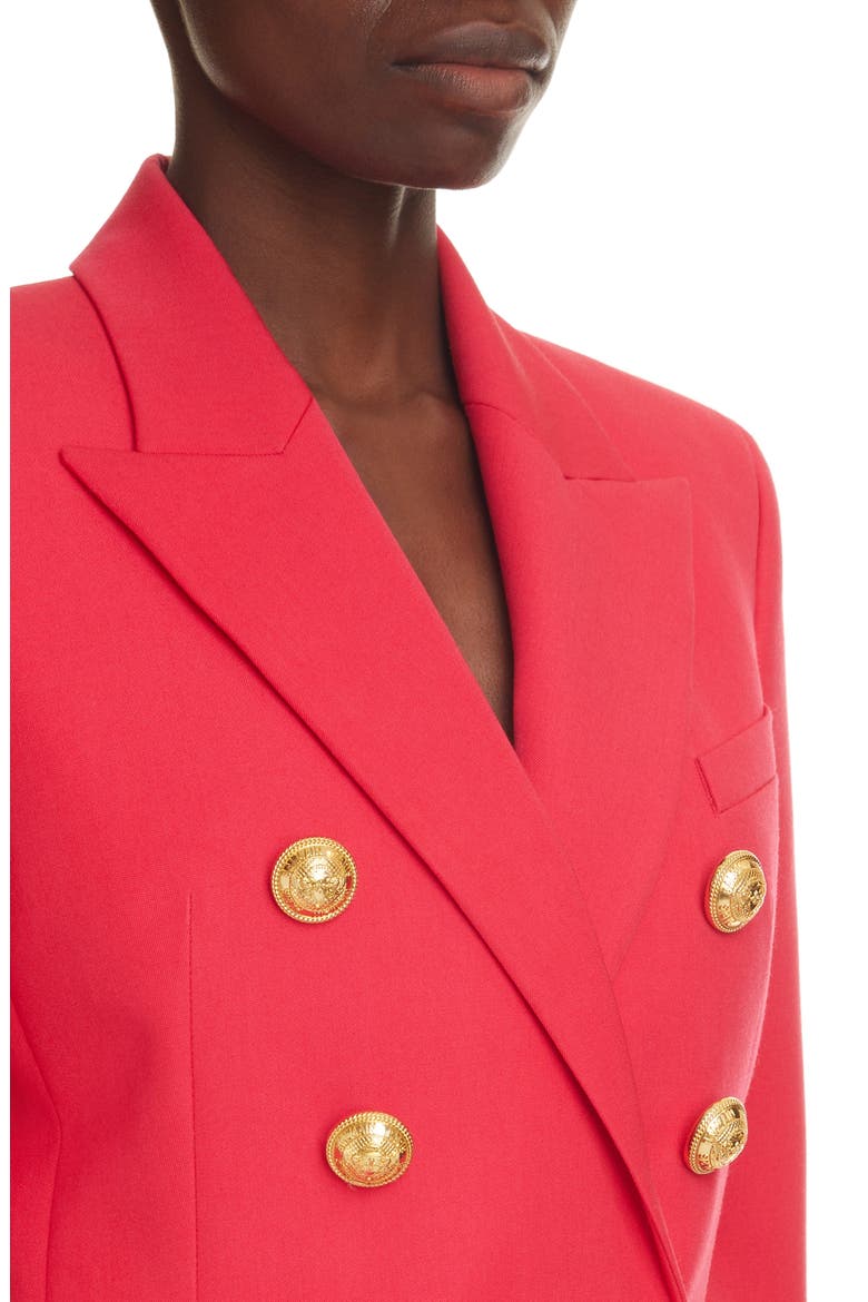 Double Breasted Grain de Poudre Wool Jacket, Alternate, color, LIVE FUCHSIA