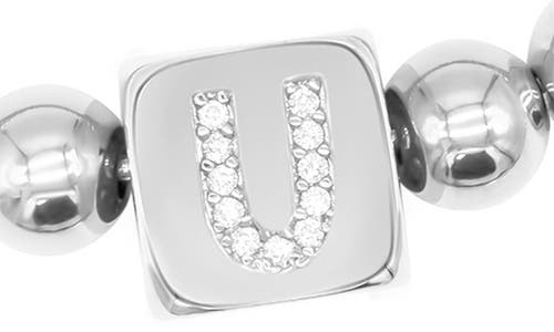 Adornia Crystal Initial Stretch Bracelet In Silver-u