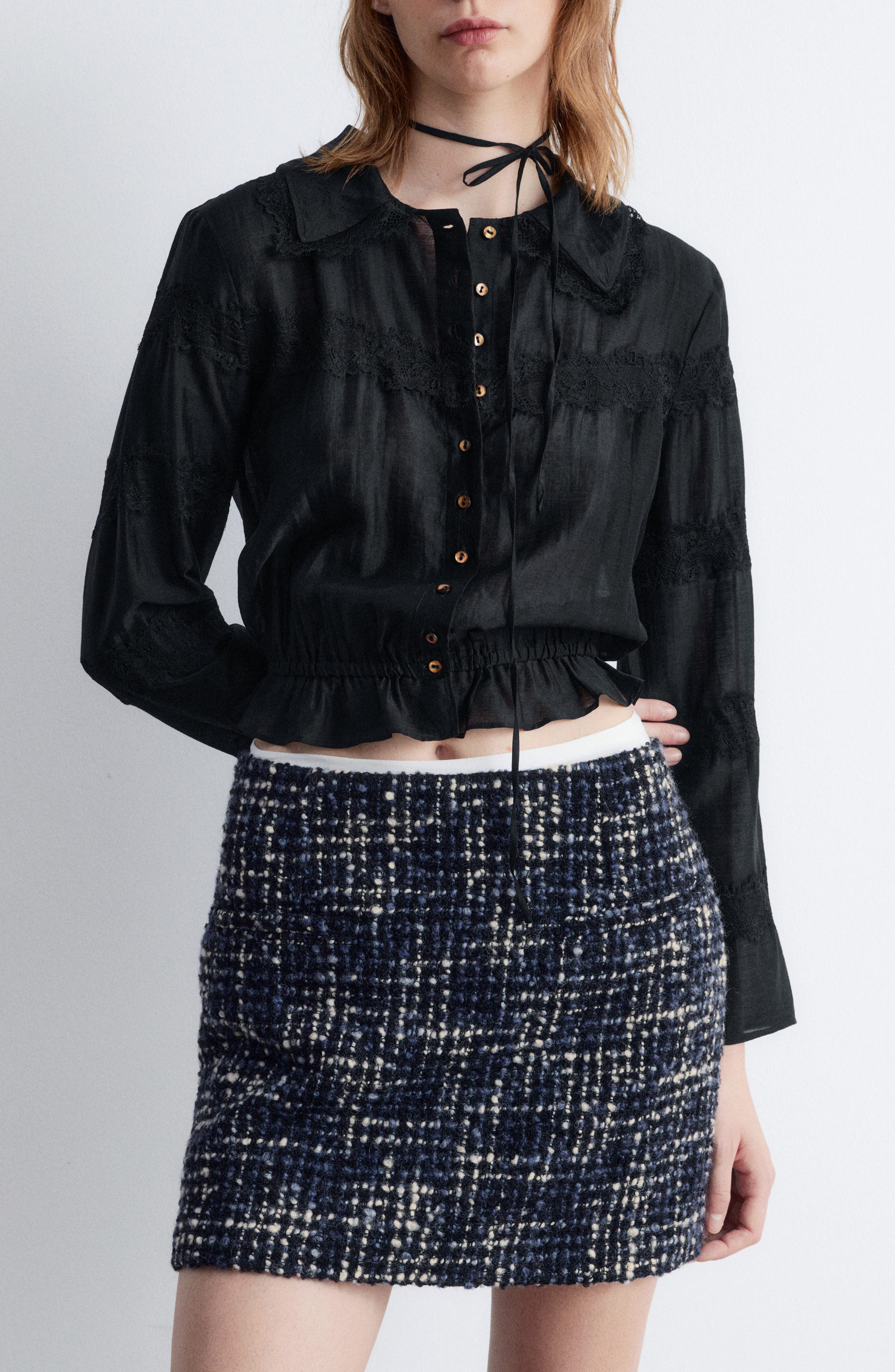 & Other Stories Lace Trim Button-Up Shirt