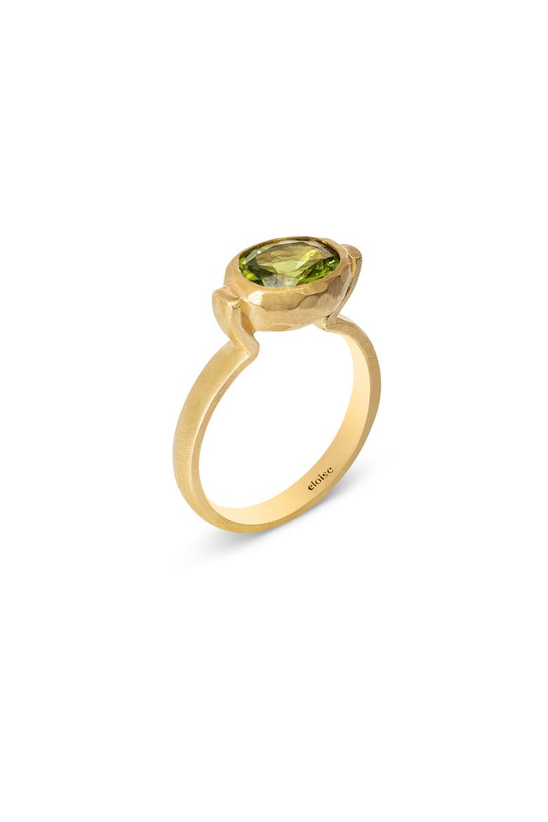 Ellipse Ring  with Natural Gemstones. Handmade in Italy, Main, color, Green Peridot