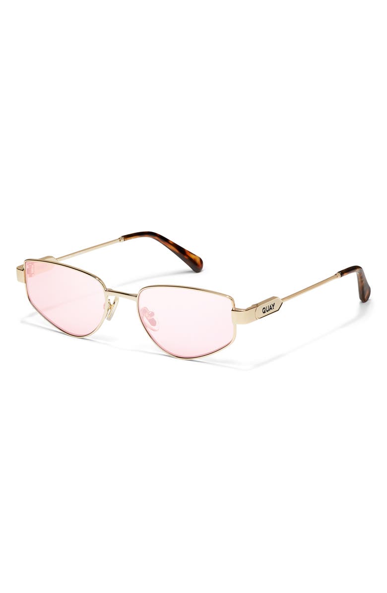 QUAY Hit Single 54mm Cat Eye Sunglasses, Alternate, color, Gold/ Digi Pink