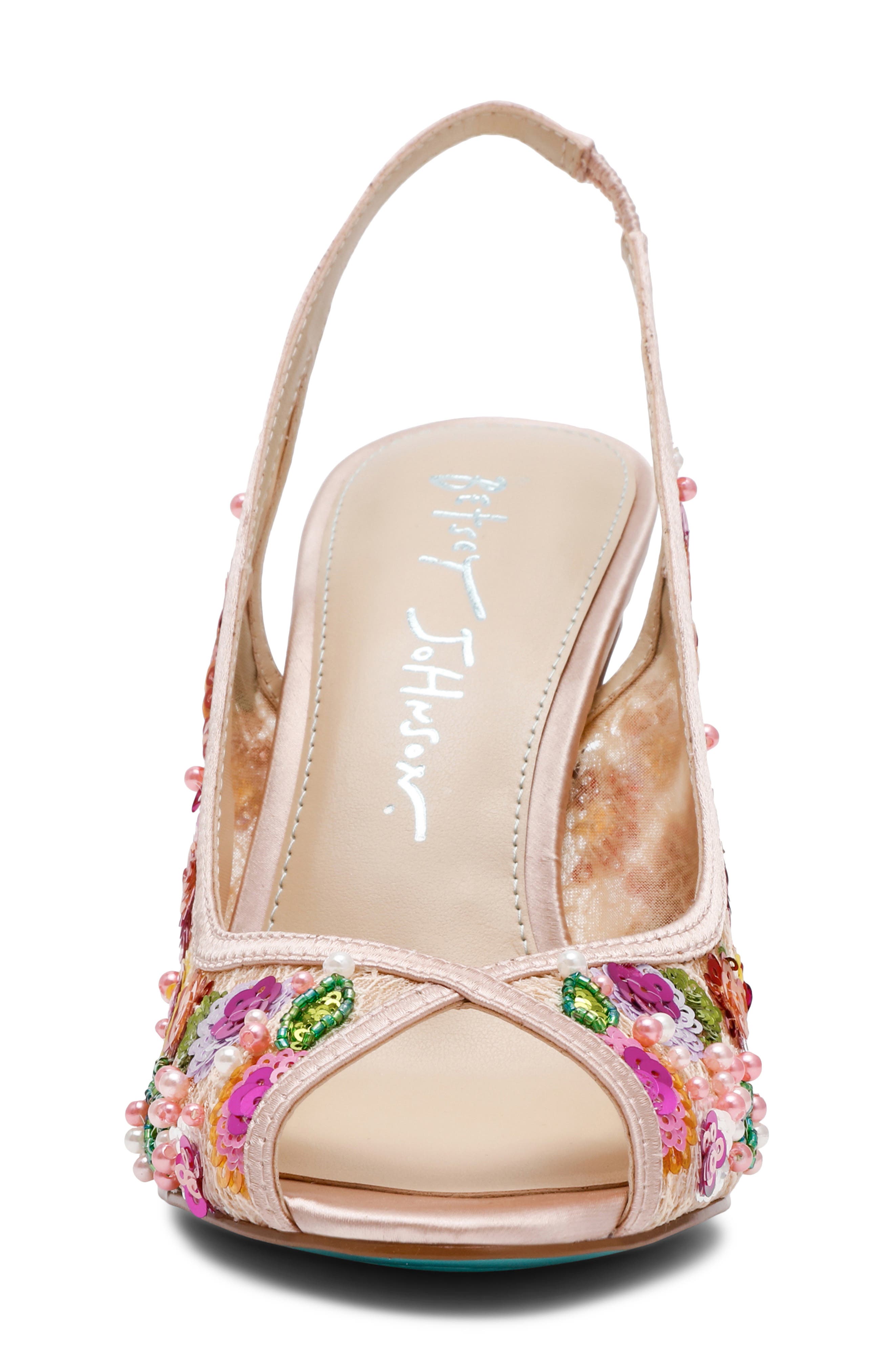 Gerri Sequin Slingback Sandal, Alternate, color, BEIGE FLORAL