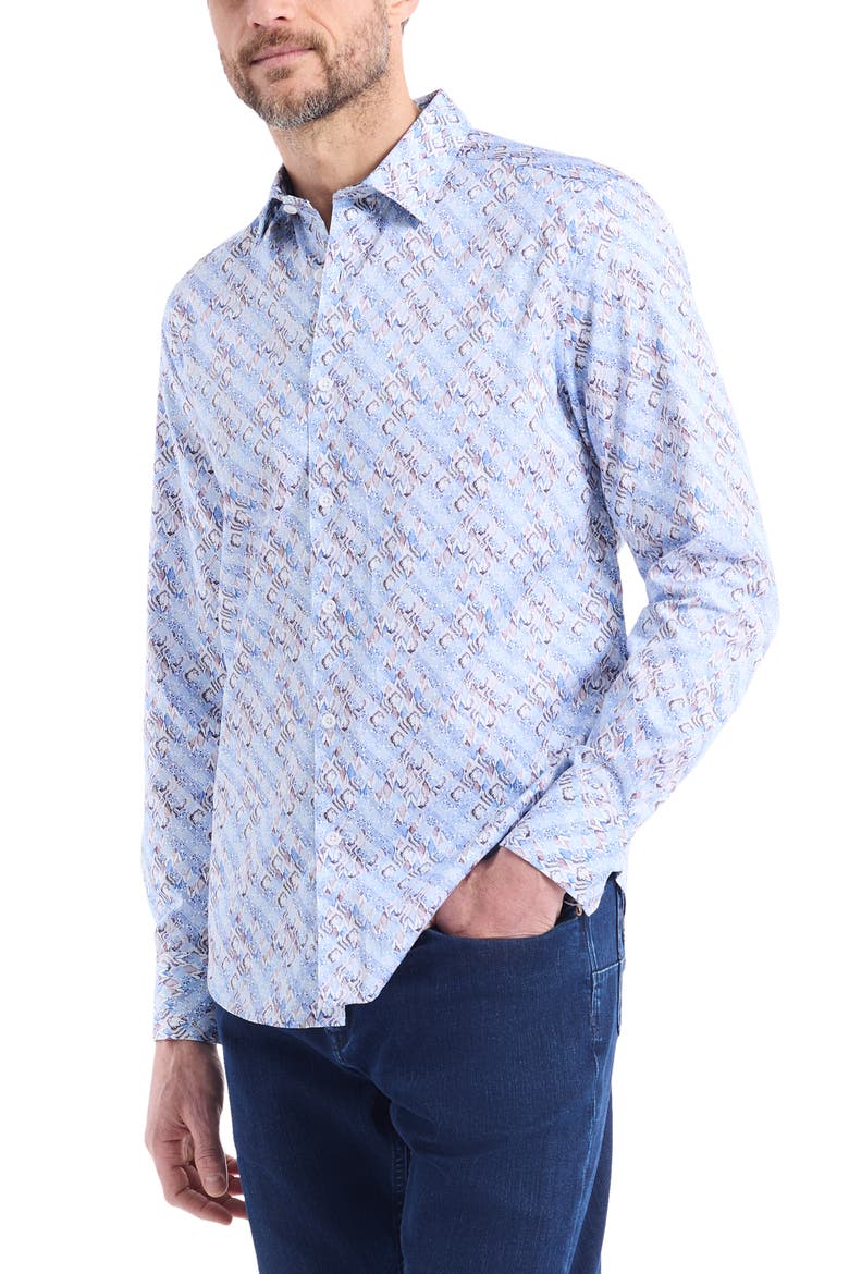 Bradvale Long Sleeve Cotton Button-Shirt, Alternate, color, LIGHT BLUE